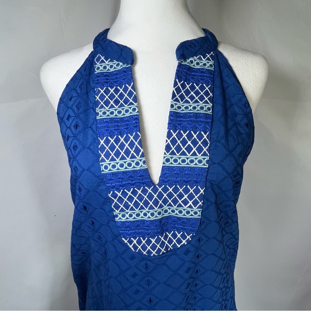 Cabana Life Embroidered Eyelet Halter Dress Blue Size Small Beach‎ Resort Vacay - Picture 4 of 9